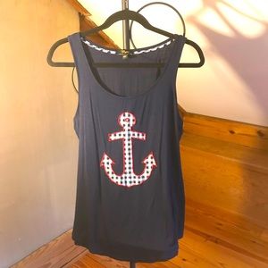 Cupio Navy Anchor Tank Top, EUC, L